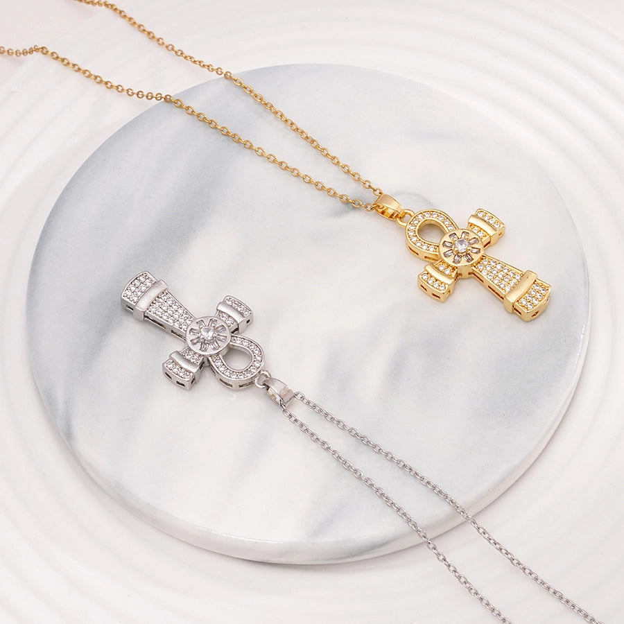Jewelry Glam Lady Sexy Cross 304 Stainless Steel Copper Necklace