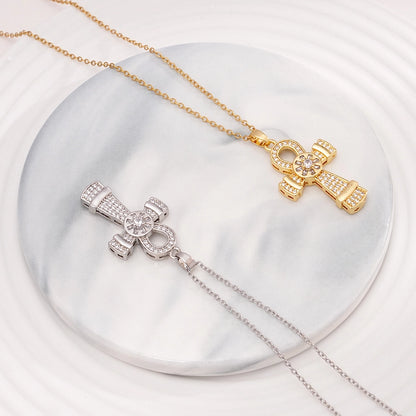 Jewelry Glam Lady Sexy Cross 304 Stainless Steel Copper Necklace