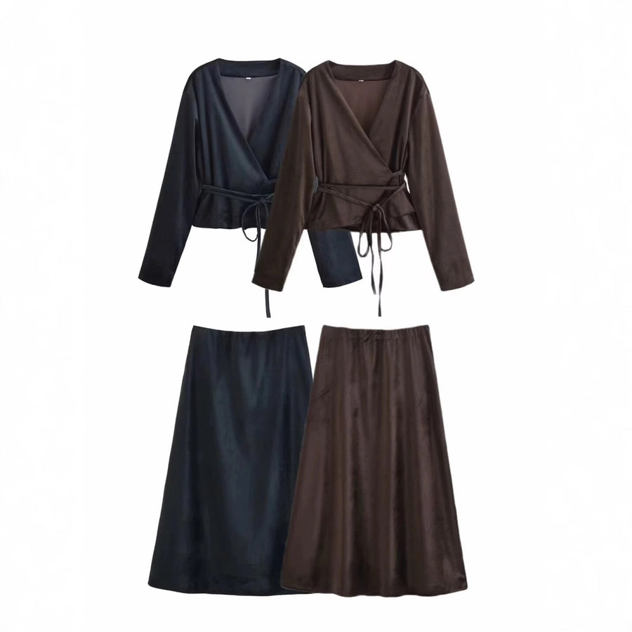 Daily Women's Elegant Solid Color Spandex Polyester Skirt Sets Skirt Sets