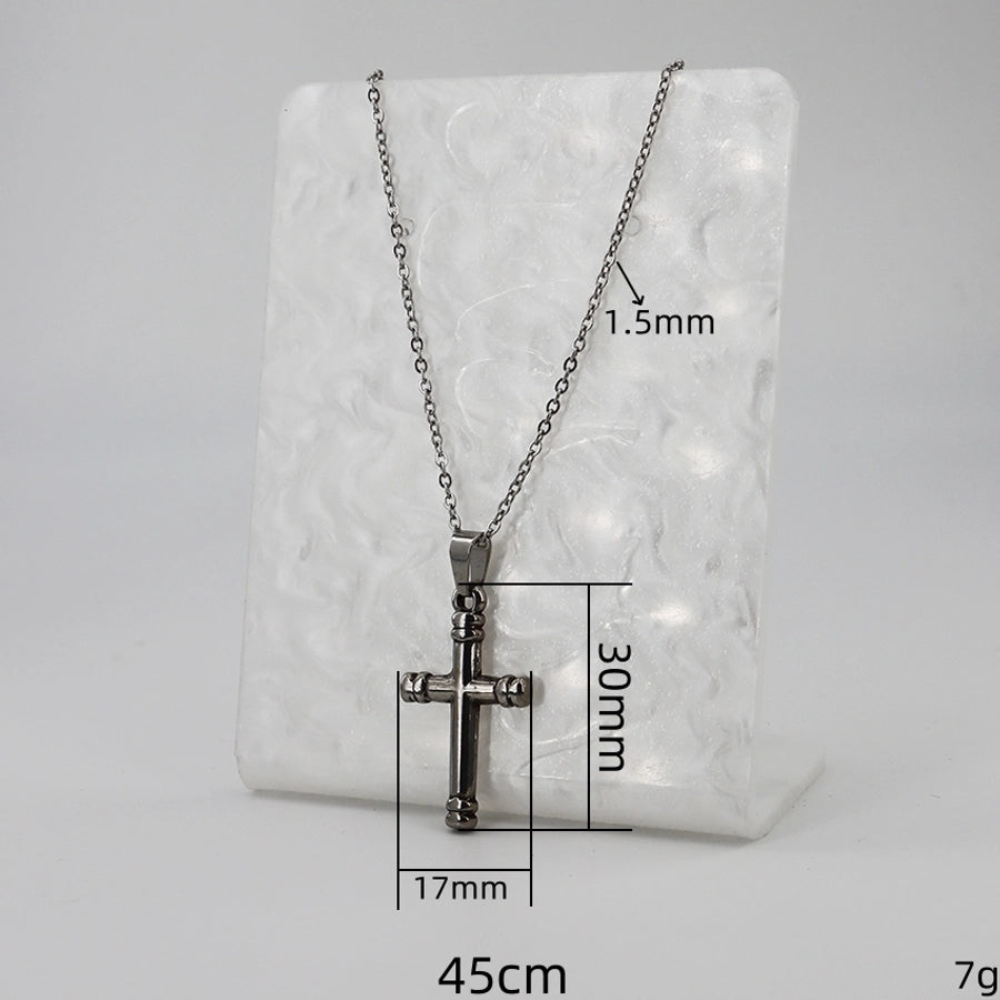 Jewelry Casual Vintage Style Cross 304 Stainless Steel Handmade Pendant Necklace