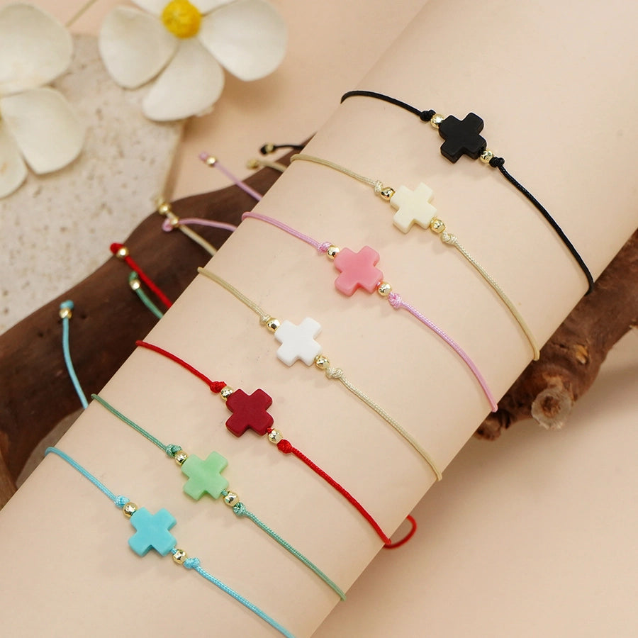 Simple Style Cross Resin Wax line  String Bracelets
