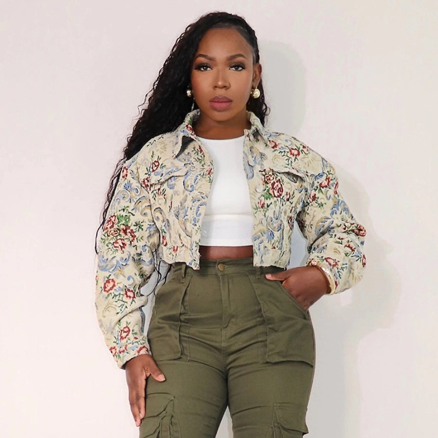 Women's Streetwear Flower Single Breasted Coat