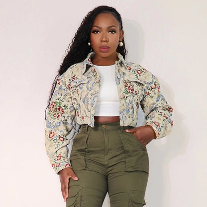 Women's Streetwear Flower Single Breasted Coat