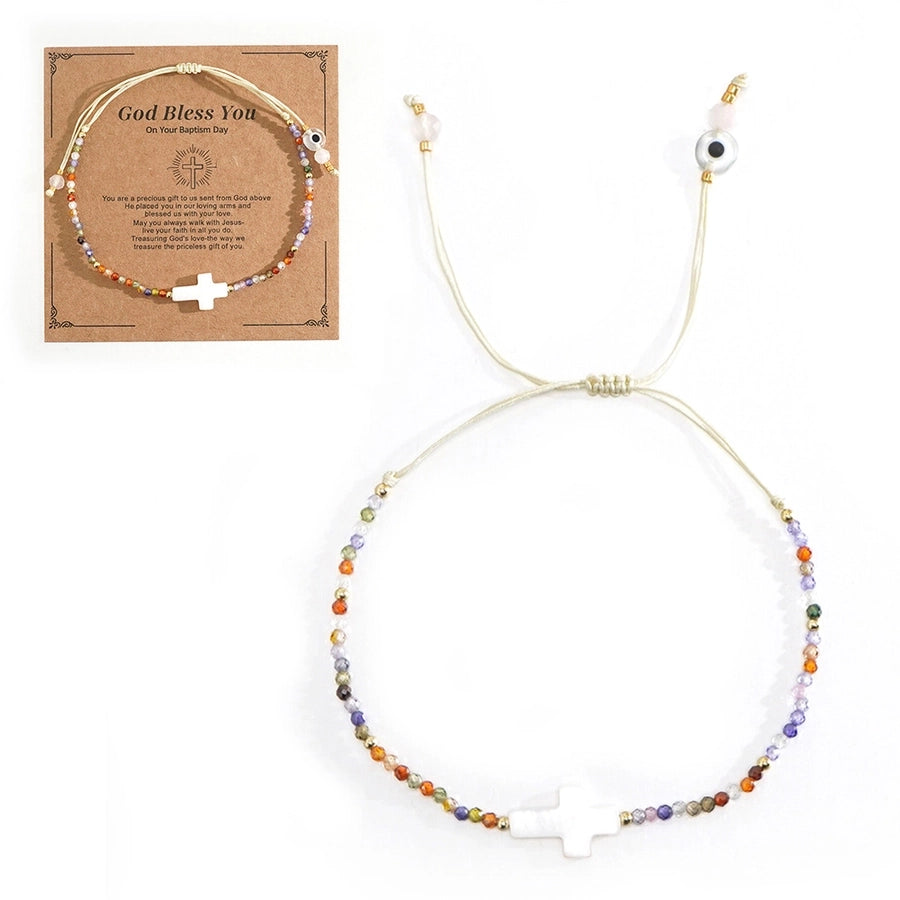 Simple Style Cross Eye natural stone Wax line Shell  String Bracelets