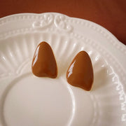 Silver Needle-Brown Dripping Oil Water Drop Ear Studs
