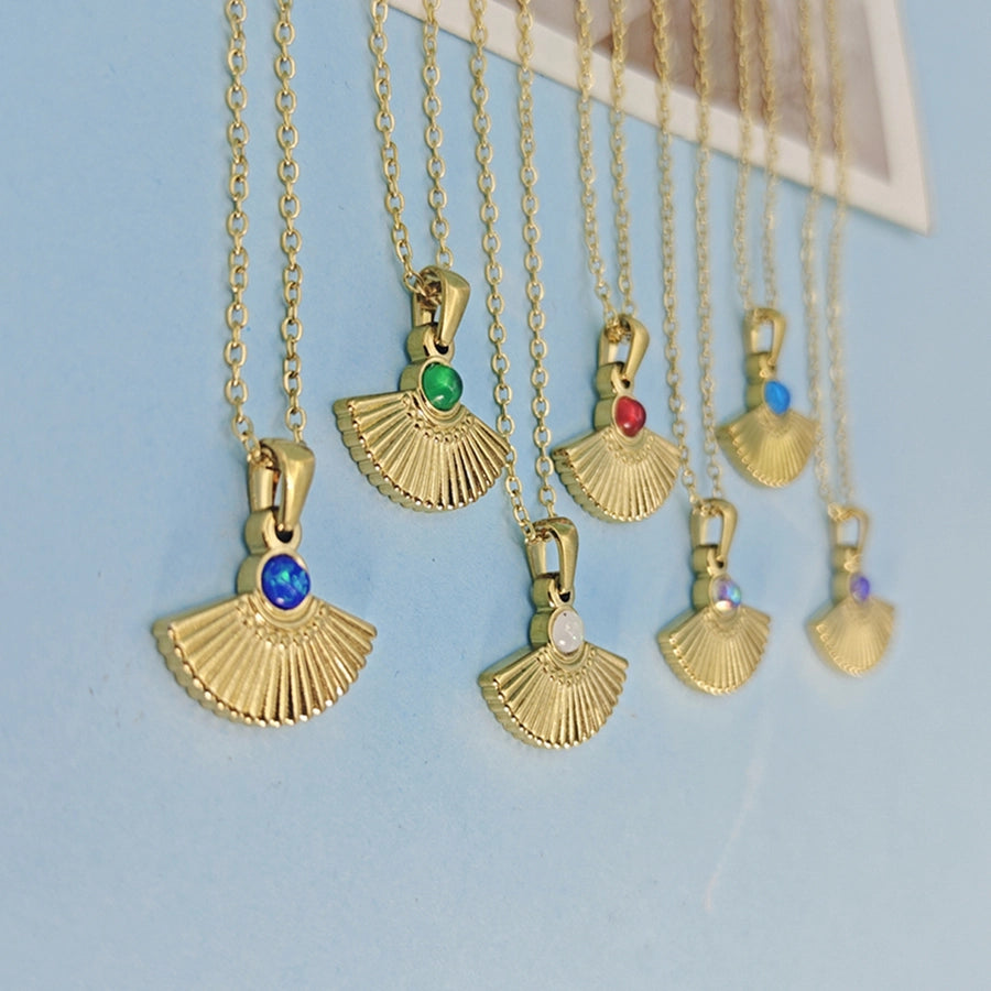 Jewelry Vintage Style Simple Style Sector 304 Stainless Steel Pendant Necklace