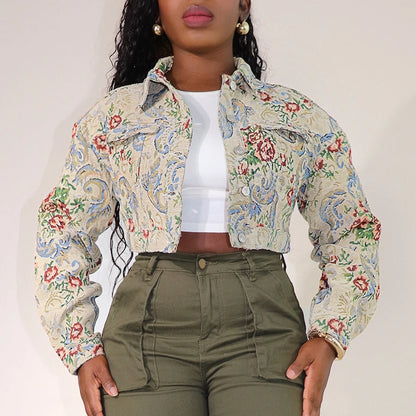 Women's Streetwear Flower Single Breasted Coat