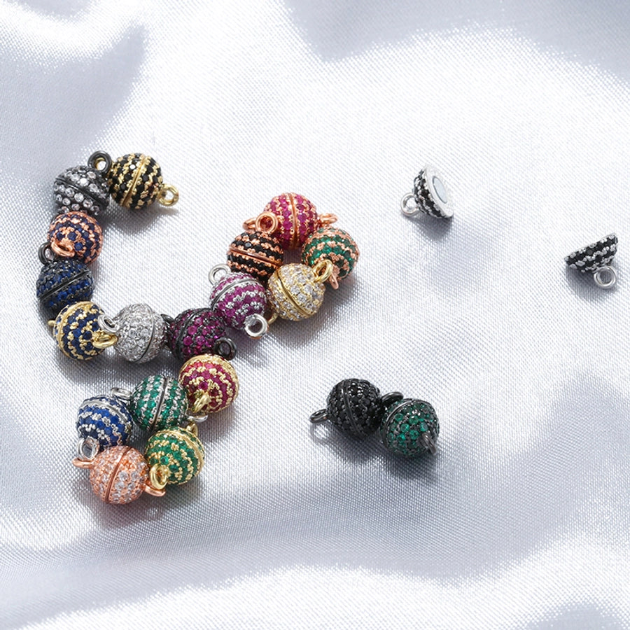 1 Piece Copper Zircon 18K Gold Plated Round Pendant Spacer Bars Jewelry Accessories