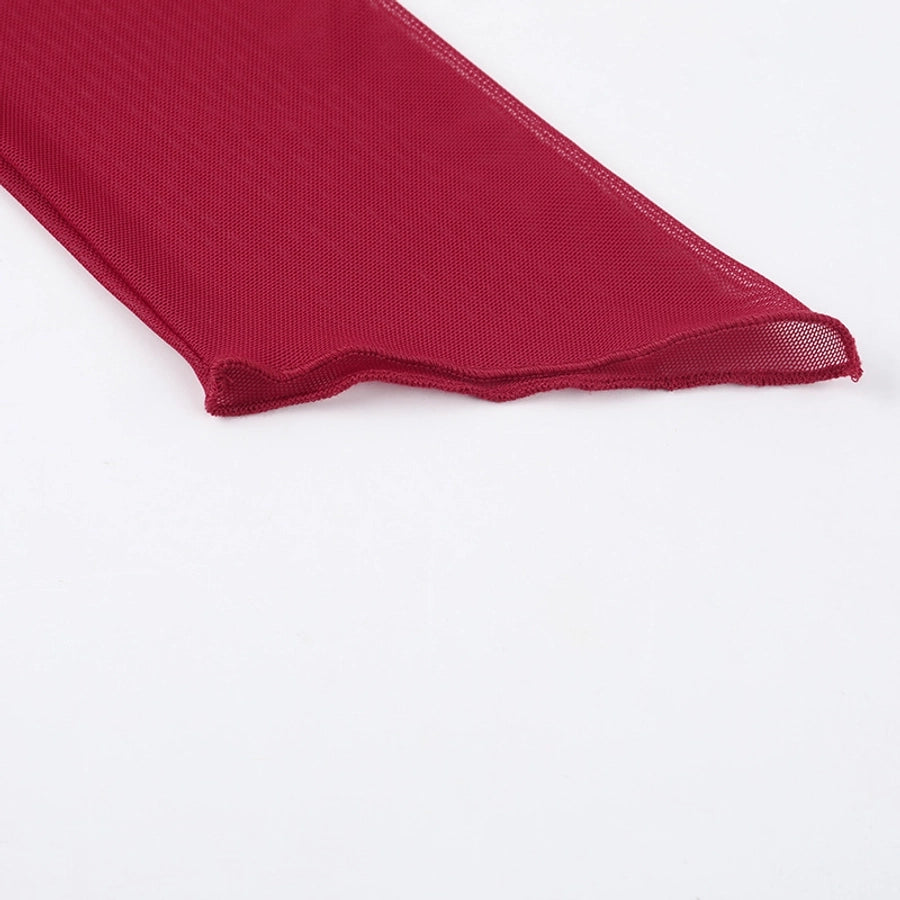 Women's T-shirt Long Sleeve Blouses Wine Red Elegant Solid Color