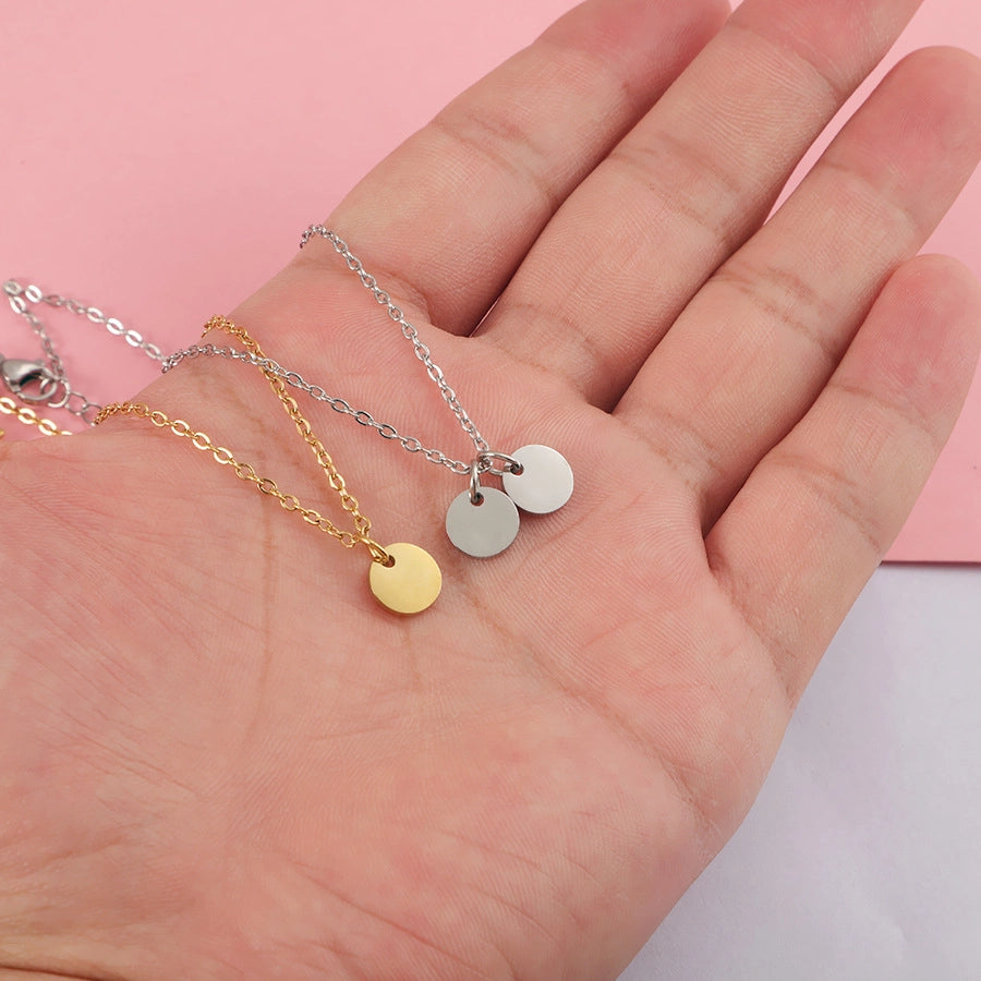 Jewelry Simple Style Round 304 Stainless Steel Plating Pendant Necklace