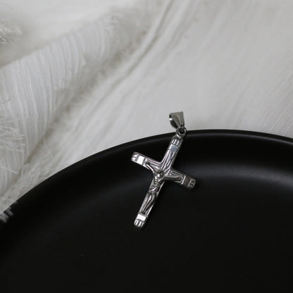 1 Piece Titanium Steel Cross Moon Fish Tail Pendant
