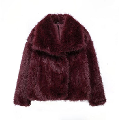 Women's Elegant Solid Color Coat Faux Fur Coat