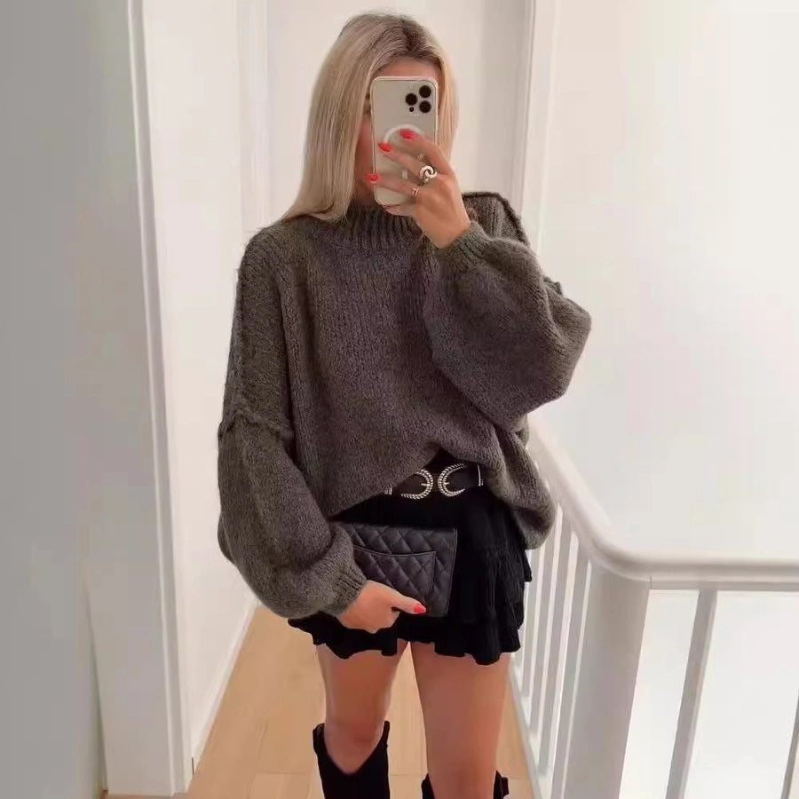 Women's Sweater Long Sleeve Sweaters & Cardigans Elegant Simple Style Solid Color