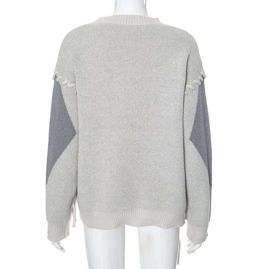 Women's Sweater Long Sleeve Sweaters & Cardigans Tie Streetwear Plaid