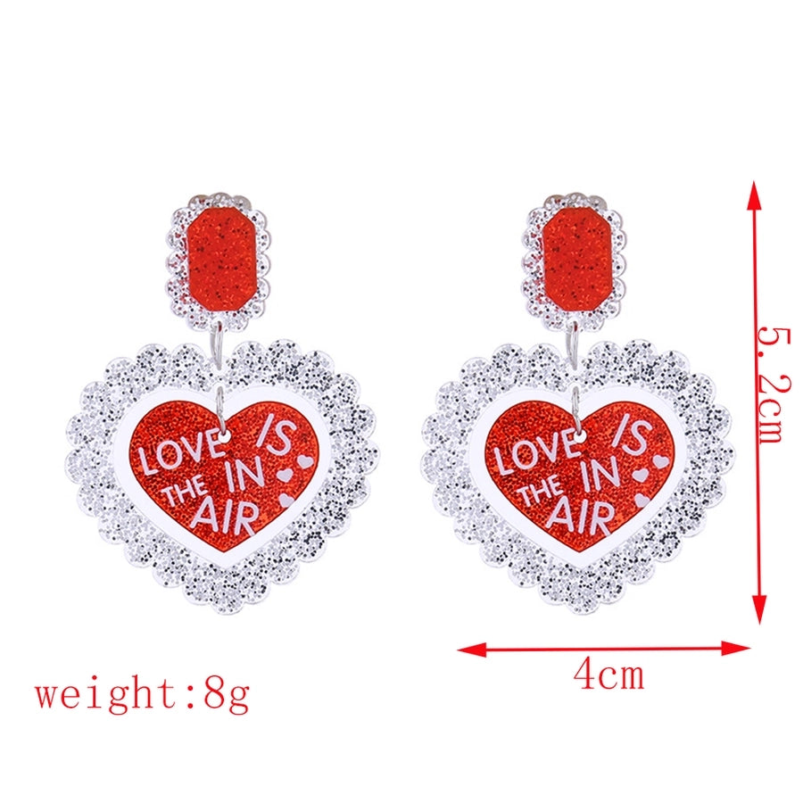 1 Pair Cute Exaggerated Double Heart Heart Shape Handmade Arylic Drop Earrings
