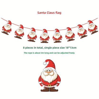 Christmas Paper Flag Christmas Window Hotel Scene Decoration Flag  Santa Claus Flag