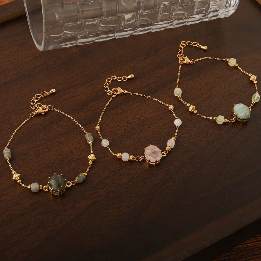 Jewelry Simple Style Irregular Oval natural stone Copper Natural Stone Inlay Bracelets