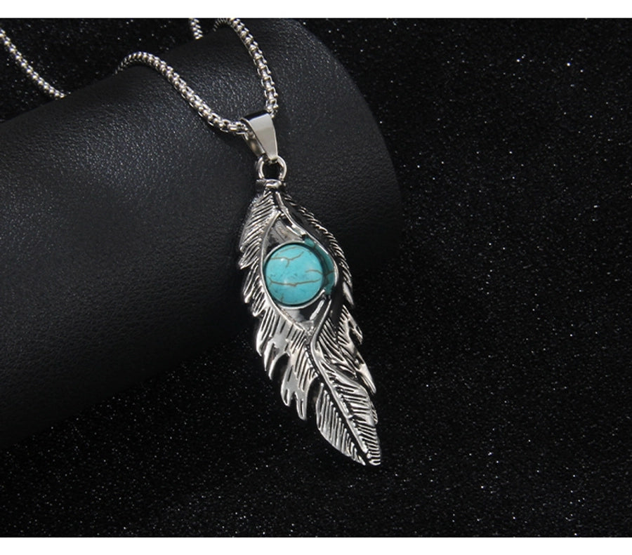 Hip-Hop Devil's Eye Feather 201 Stainless Steel Alloy Unisex Pendant Necklace