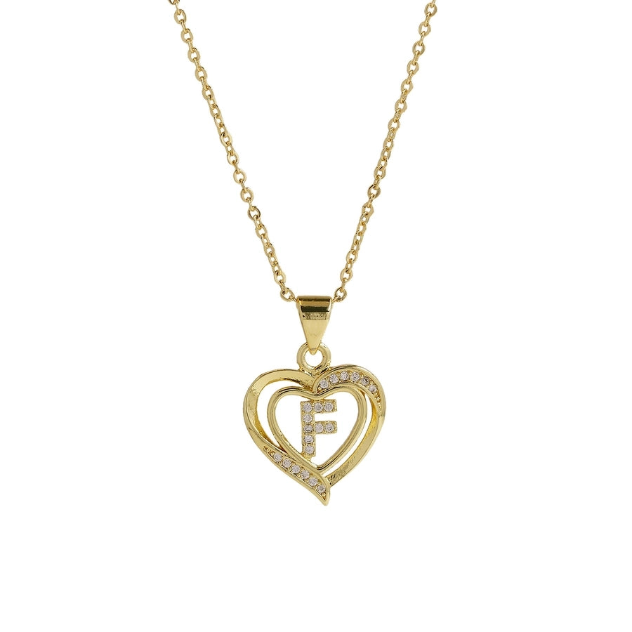 Brass cable chain Plating Letter Heart Shape Pendant Necklace