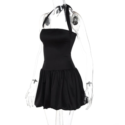 Women's Sheath Dress Sexy Halter Neck Backless Sleeveless Solid Color Short Mini Dress Banquet