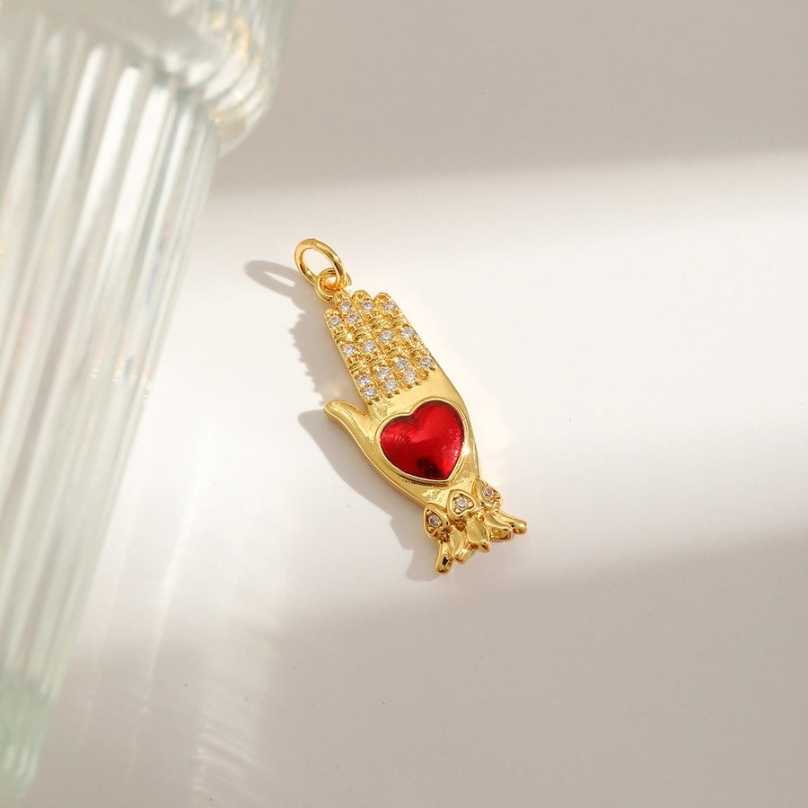 1 Piece 25.3*30.3MM Hole 3~3.9mm Copper 18K Gold Plated Heart Shape Pendant Jewelry Accessories