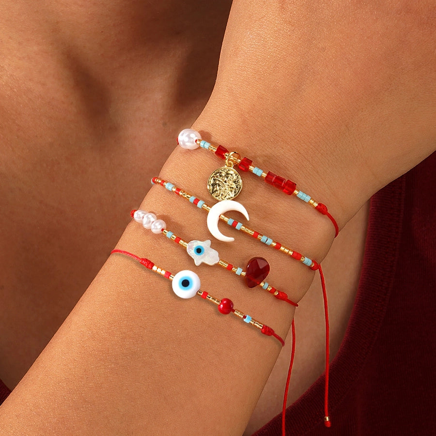 IG Style Moon Eye Seed Bead rope Shell Woven Chain Beaded Bracelets