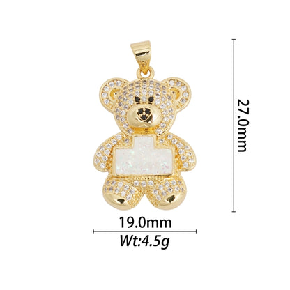 1 Piece Copper Zircon Hexagon Bear Planet Pendant