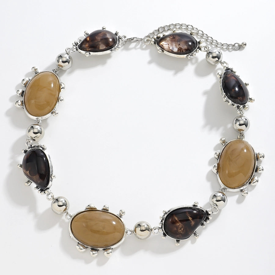 Elegant Simple Style Oval Water Droplets Zinc alloy  Beaded Necklaces