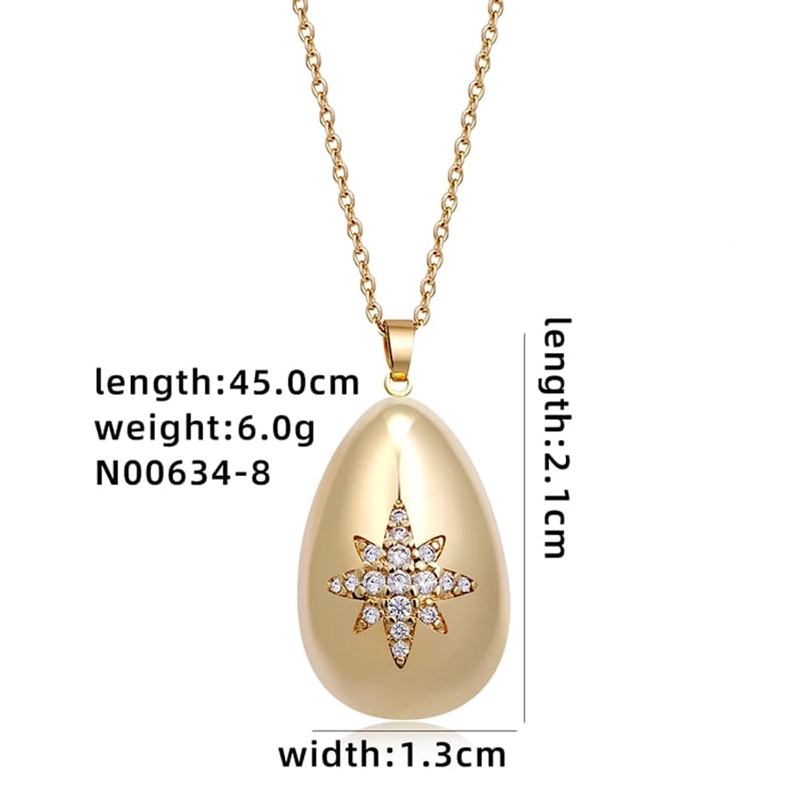 Jewelry Cute Simple Style Star Heart Shape Lines 304 Stainless Steel Copper Zircon K Gold Plated Rhodium Plated Plating Inlay Pendant Necklace