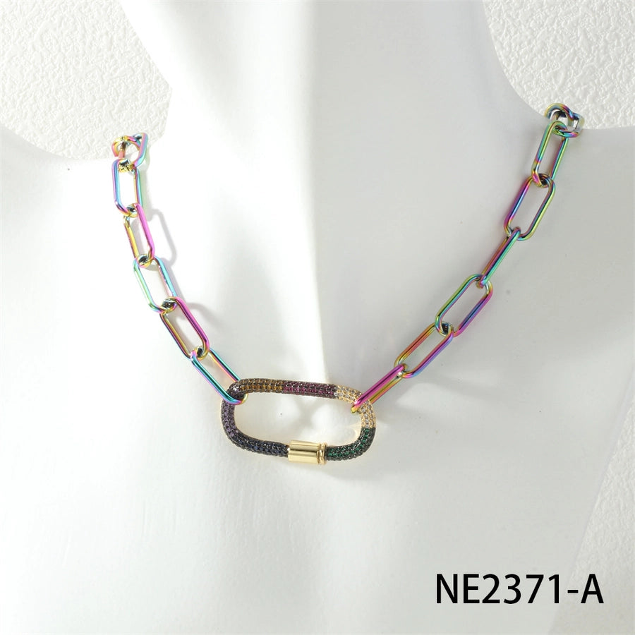 Jewelry Hip-Hop Geometric Copper Zircon Necklace