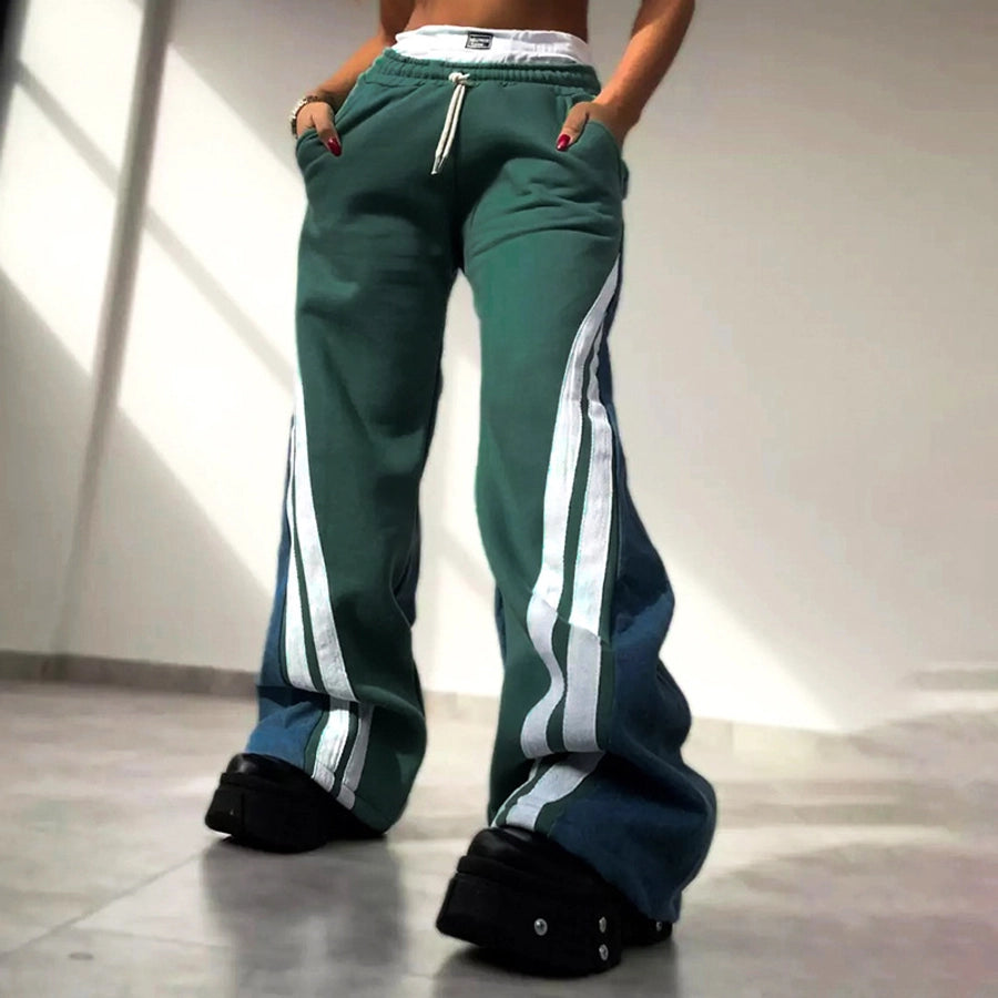 Women's Holiday Streetwear Color Block Full Length Casual Pants