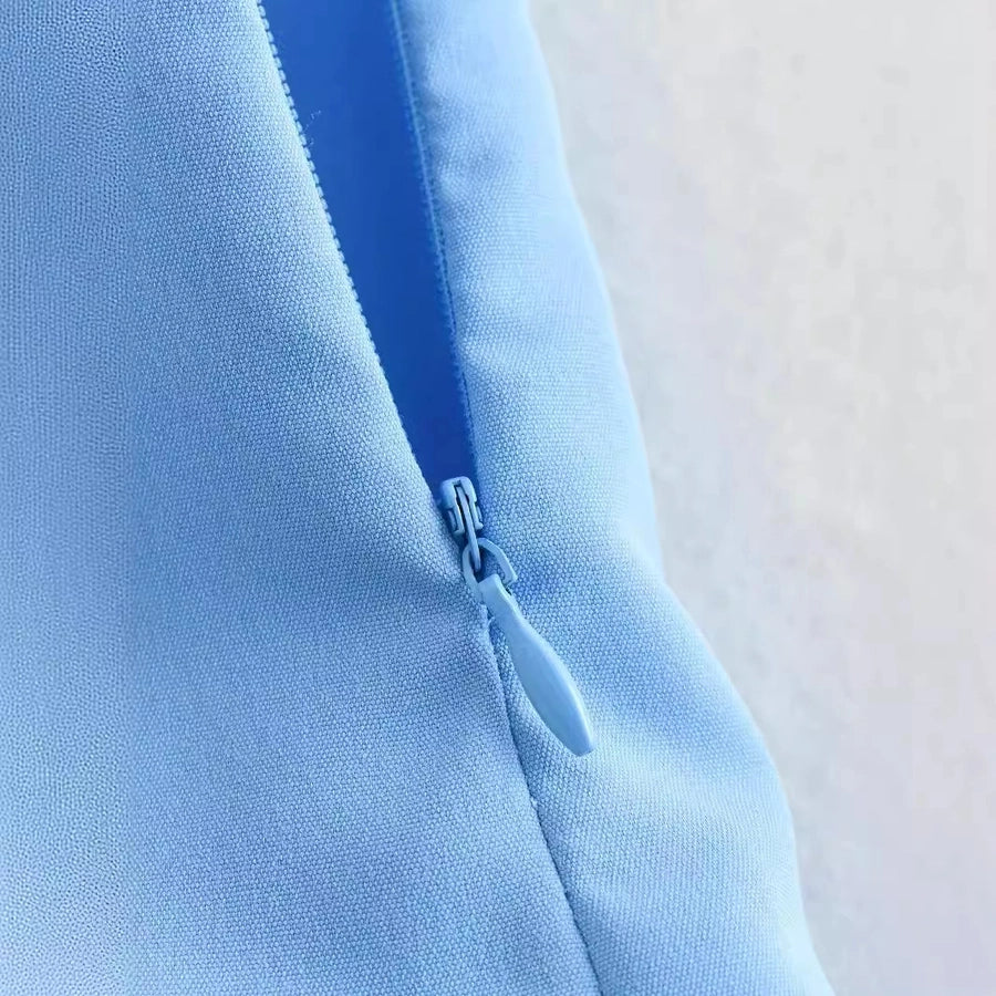 Summer Sexy Solid Color Polyester Midi Dress Skirts