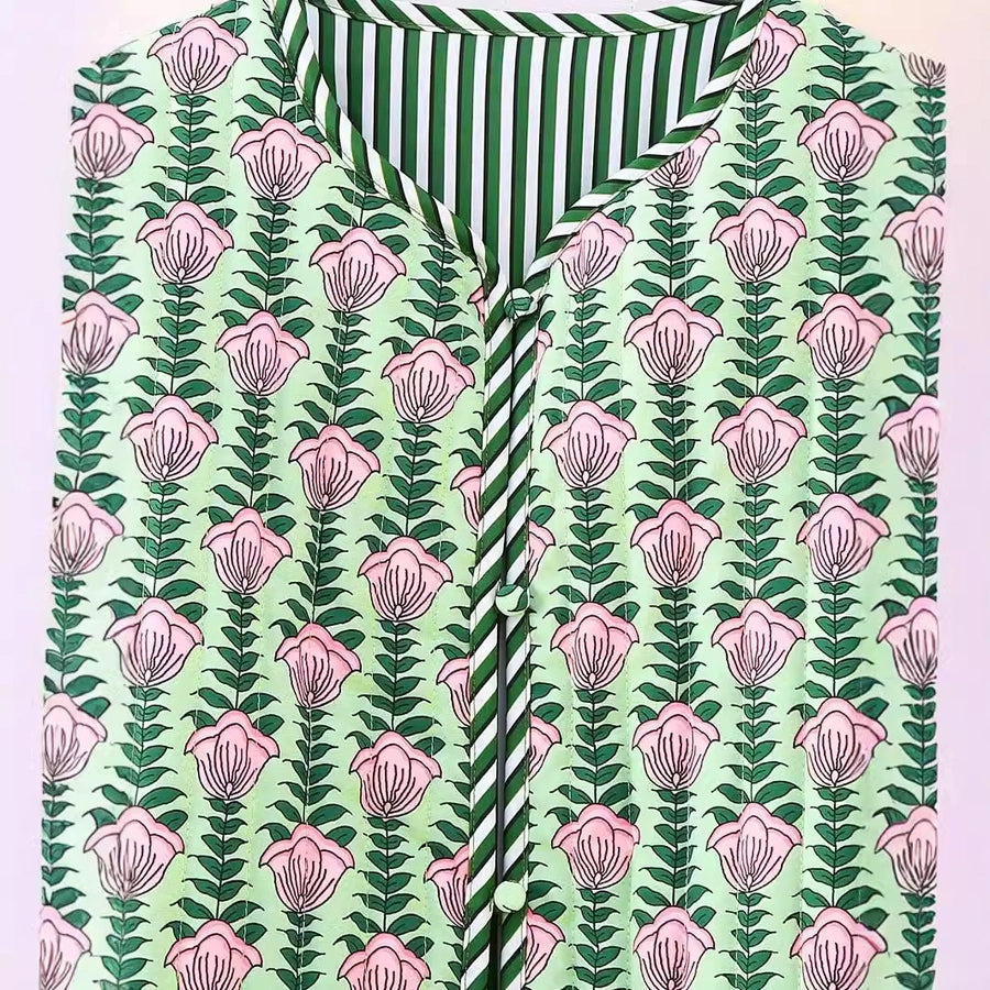 Women's Vacation Simple Style Flower Printing Coat cotton clothes