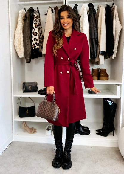 Women's Vacation Simple Style Solid Color Double Breasted Woolen Coat