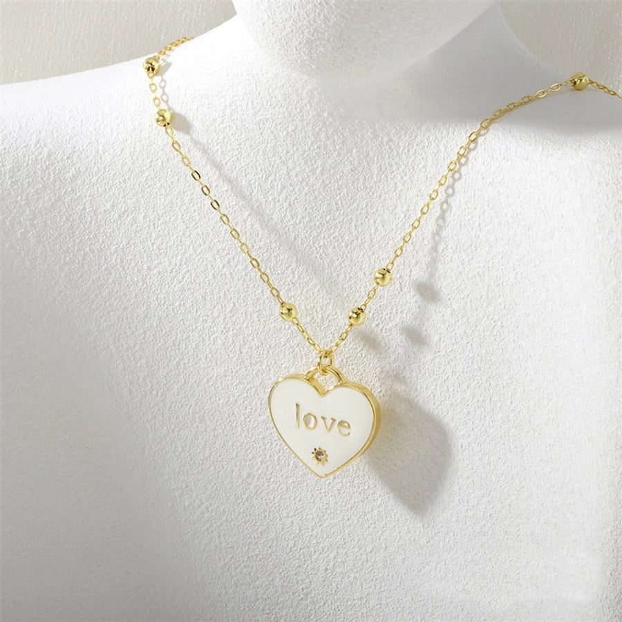 Jewelry IG Style Heart Shape Copper Enamel Pendant Necklace