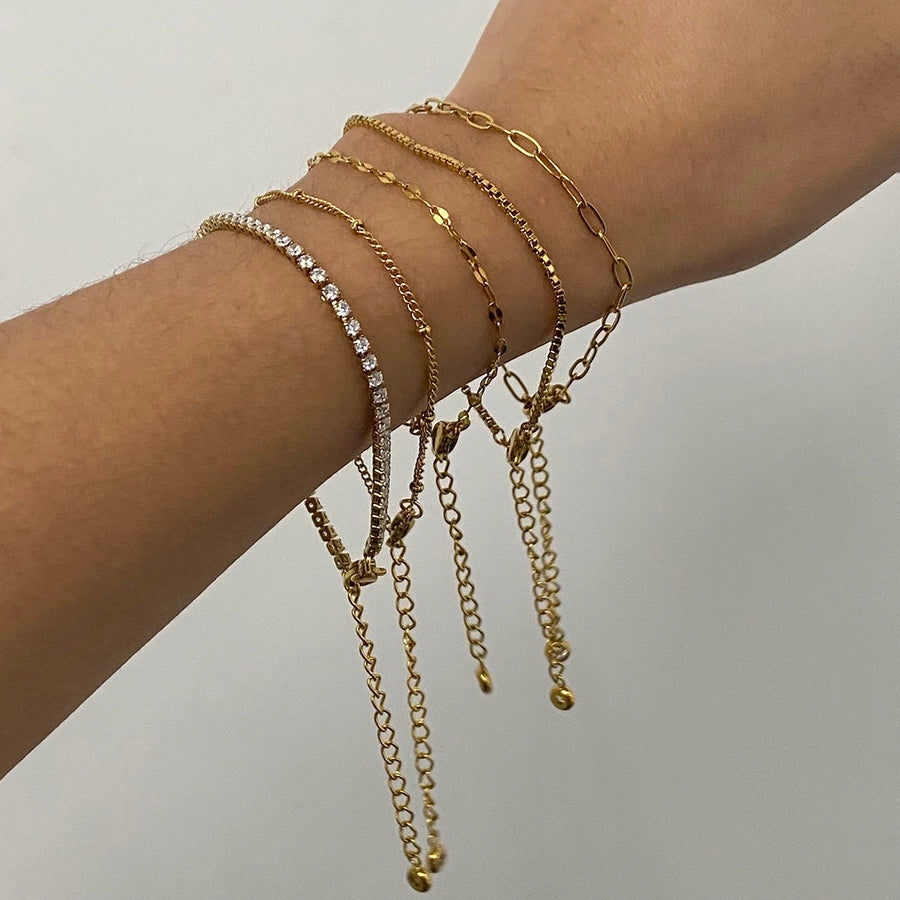 Simple Style Classic Style Geometric 304 Stainless Steel Paperclip Chain box chain Tennis Chain Bracelets In Bulk Stainless Steel Bracelets