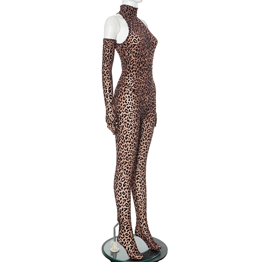 Women's Masquerade Streetwear Leopard Jumpsuits Jumpsuits