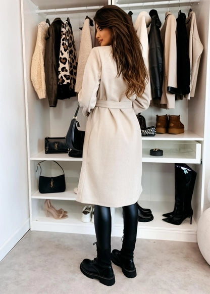Women's Vacation Simple Style Solid Color Double Breasted Woolen Coat