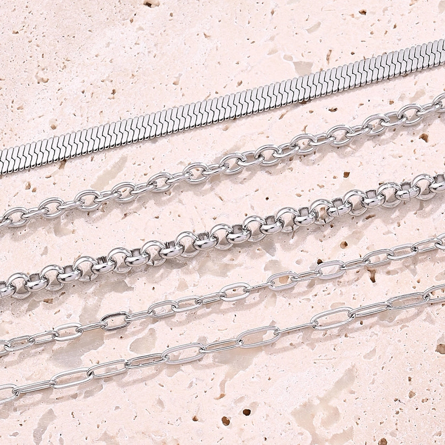 10 Strands/Package 304 Stainless Steel cable chain snake chain Belcher Chain Polished Length: 170 50mm Length:230+50mm Jewelry Accessories