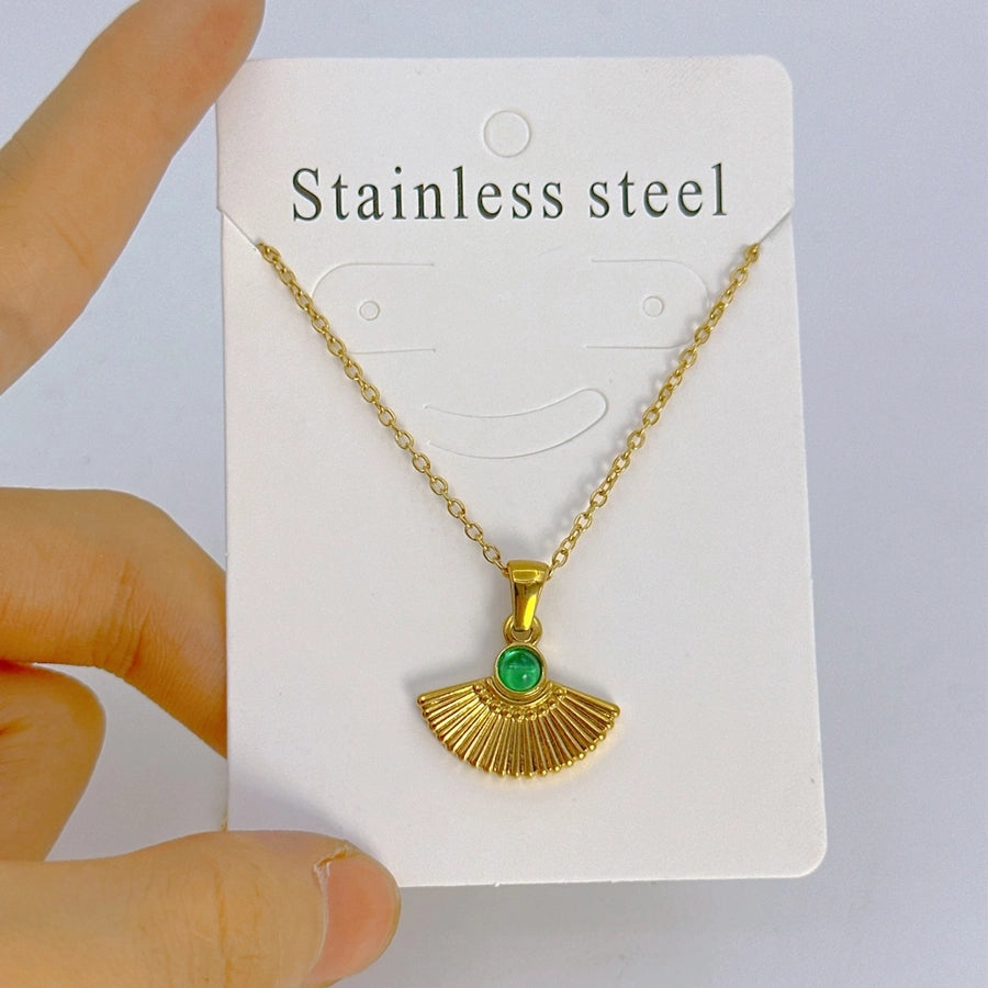 Jewelry Vintage Style Simple Style Sector 304 Stainless Steel Pendant Necklace