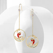 Silver Ear Hook: Carp Jumping Gantry Earrings