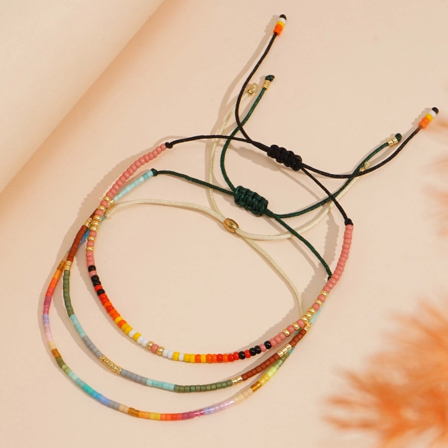 Bohemian Round Seed Bead Wax line Copper  Beaded Bracelets