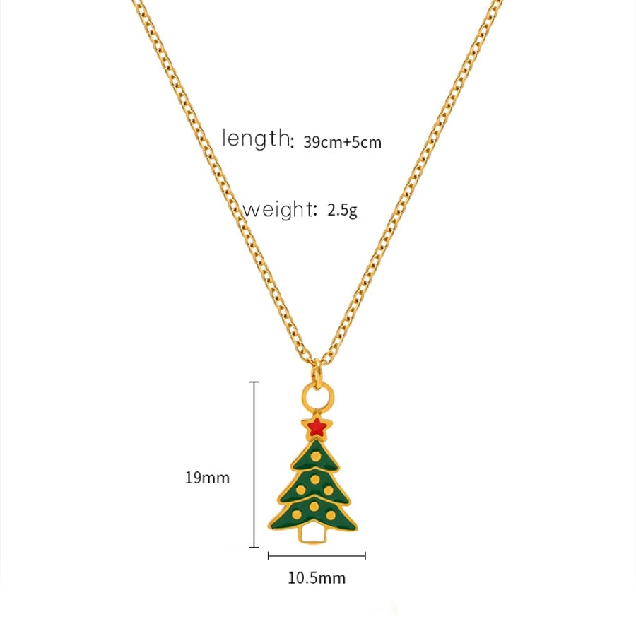 Jewelry Cute Christmas Hat Christmas Tree Christmas Socks Titanium Steel 18K Gold Plated Plating Pendant Necklace