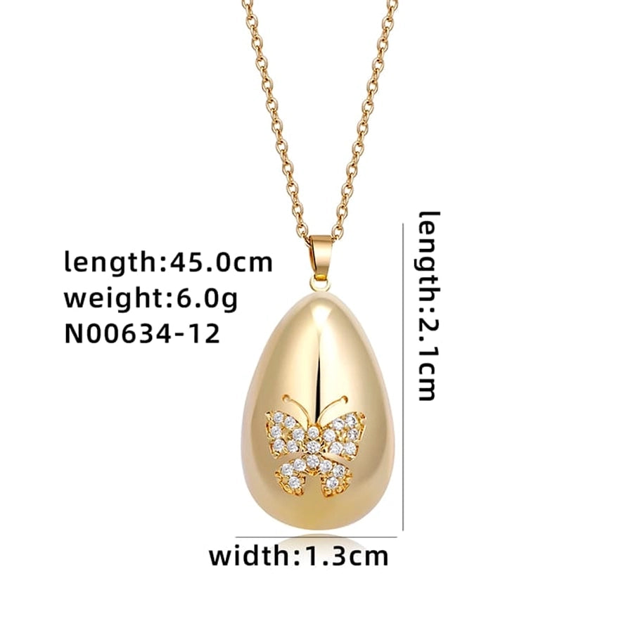 Jewelry Cute Simple Style Star Heart Shape Lines 304 Stainless Steel Copper Zircon K Gold Plated Rhodium Plated Plating Inlay Pendant Necklace