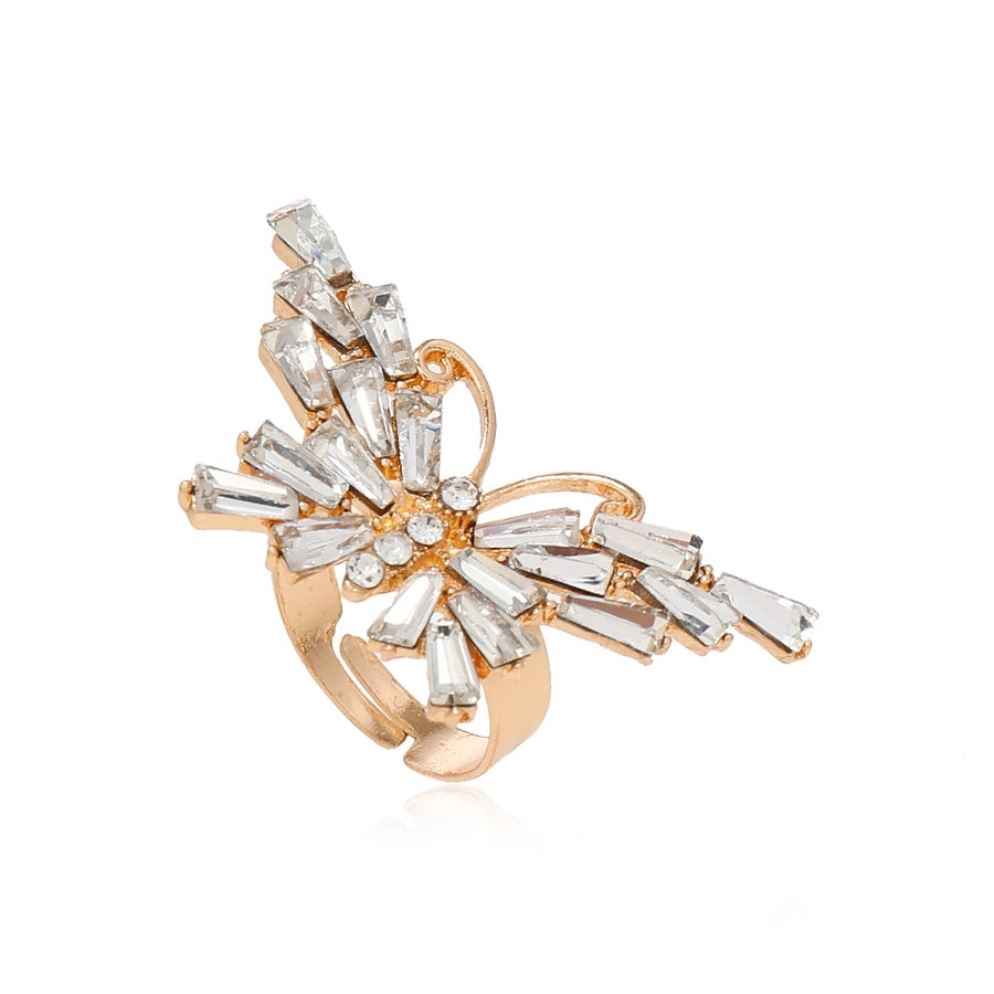 Elegant Butterfly Alloy Rhinestones Women's Adjustable Ring