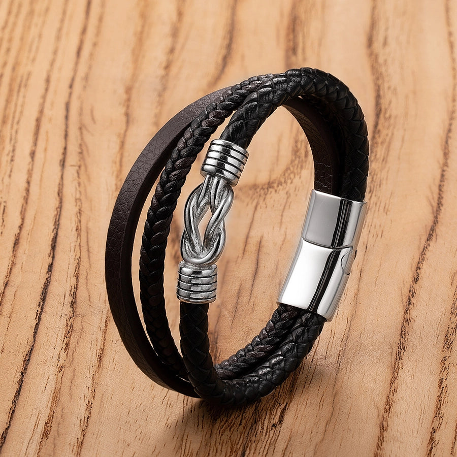 Vintage Style Punk Anchor 304 Stainless Steel Leather rope  Wrap Bracelets