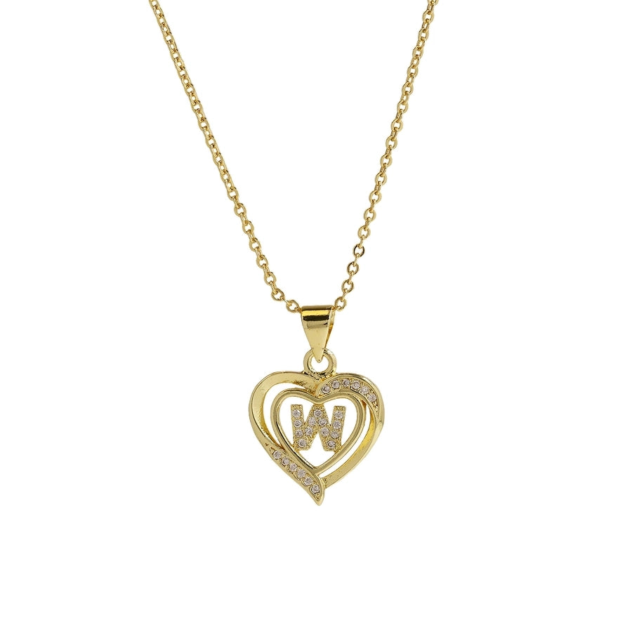 Brass cable chain Plating Letter Heart Shape Pendant Necklace