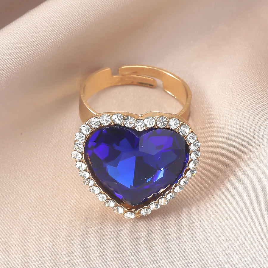 Elegant Geometric Heart Shape Alloy Rhinestones Women's Rings