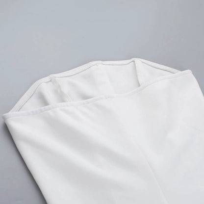 Women's White Dress Elegant Sexy Strapless Backless Sleeveless Solid Color Above Knee Holiday