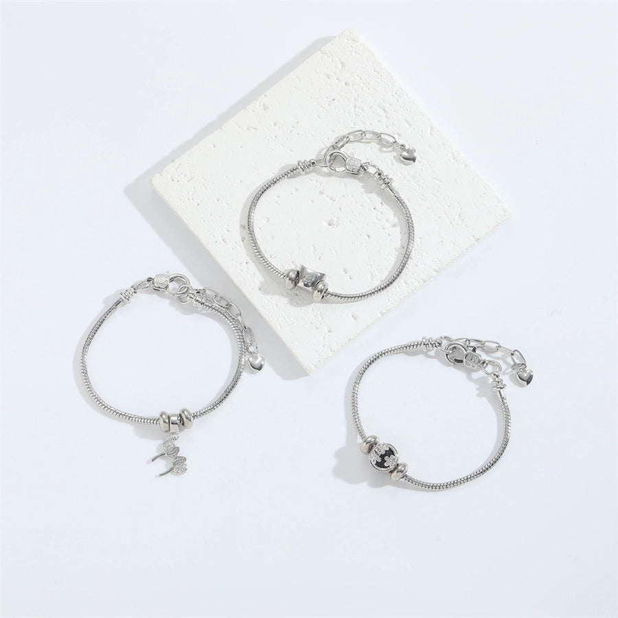 Jewelry Elegant Simple Style Commute Heart Shape Copper Zircon 14K Gold Plated Bracelets